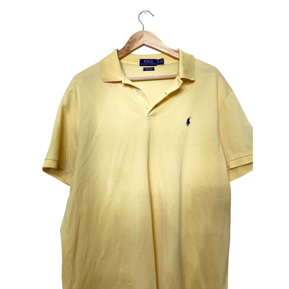 Polo Ralph Lauren Mens Yellow Custom Slim Fit Stretch Mesh Polo Shirt XL - Picture 2 of 6